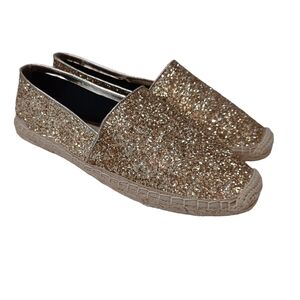 Rebecca Minkoff Espadrilles Gold Glitter Slip On Flats Womens size 8.5